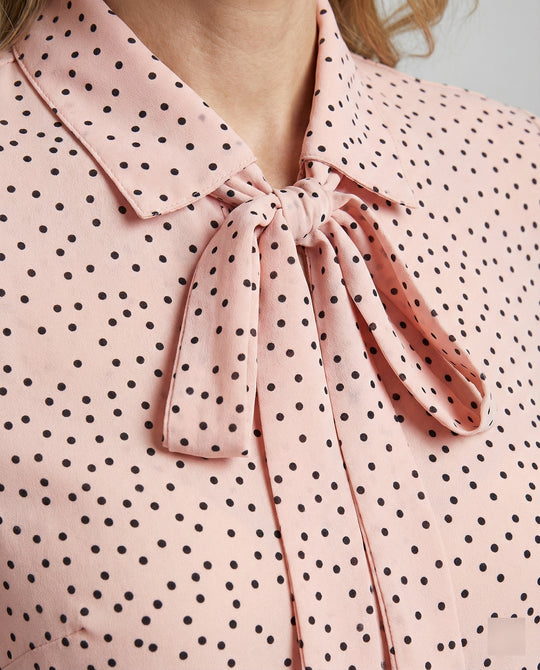 Bluse Damen Kurz mit Krawattenkragen