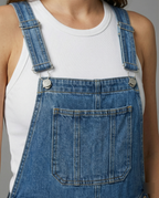 Damen Jeans Latzhose Oversized mit tiefen Taschen