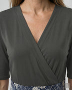 Damen Wickel Maxikleid mit V-Ausschnitt