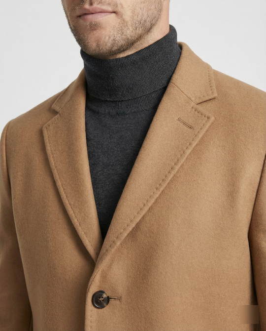 Herren eleganter Wollmantel mit klassischem Revers und praktischen Taschen R&B
