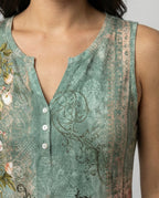R&B | Ärmelloses Tank-Top mit Aquarell-Blumenmuster, Lockerer Schnitt