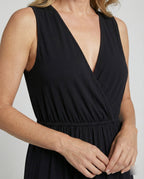 Damen Maxikleid Wickeloptik mit Beinschlitz