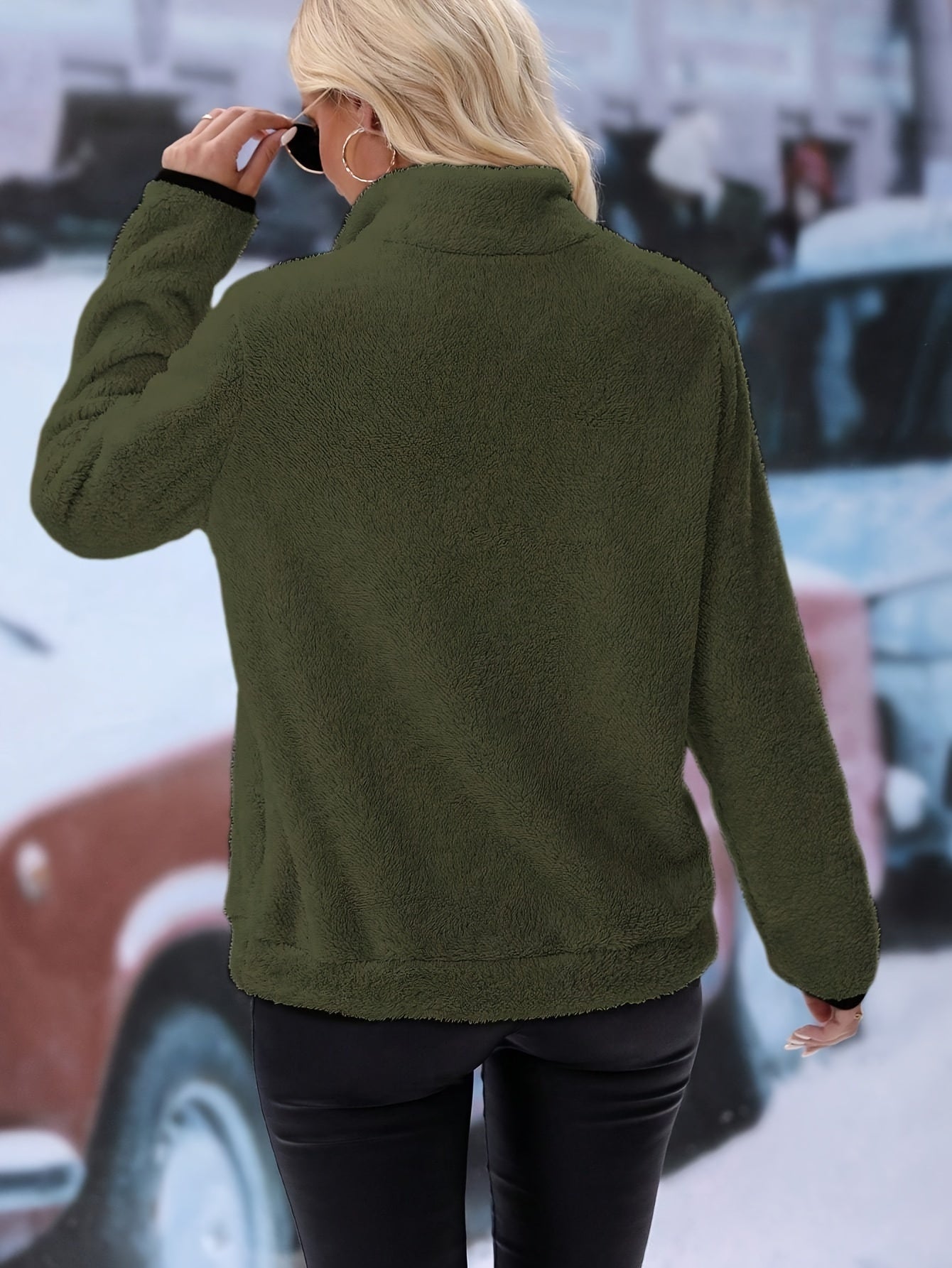 R&B | Farbiges Halb-Reißverschluss Sweatshirt