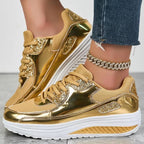 R&B | Damen Goldene Schnürsenkel Plattform Sneaker