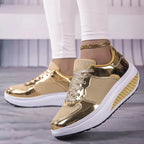 R&B | Damen Goldene Schnürsenkel Plattform Sneaker