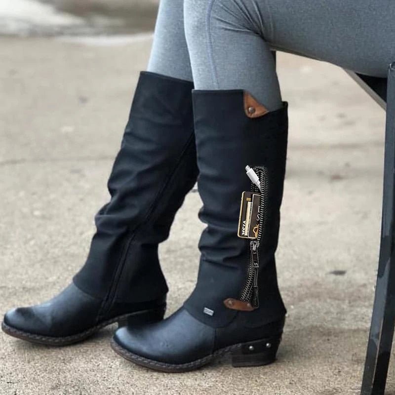 R&B | Bequeme hohe Stiefel mit Aufbewahrungstasche