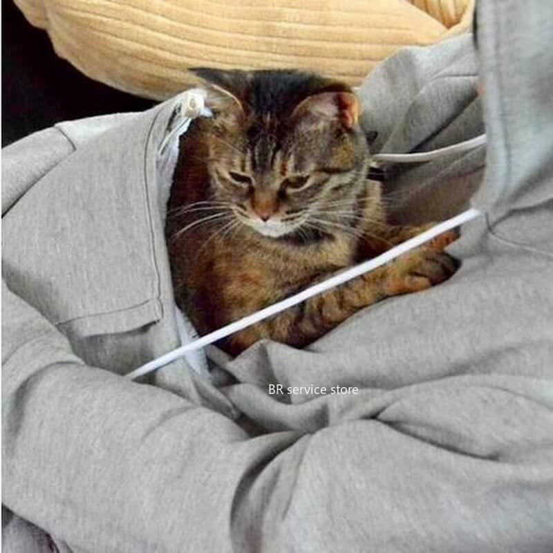 R&B | Bequemer Hoodie mit Katzen Tasche