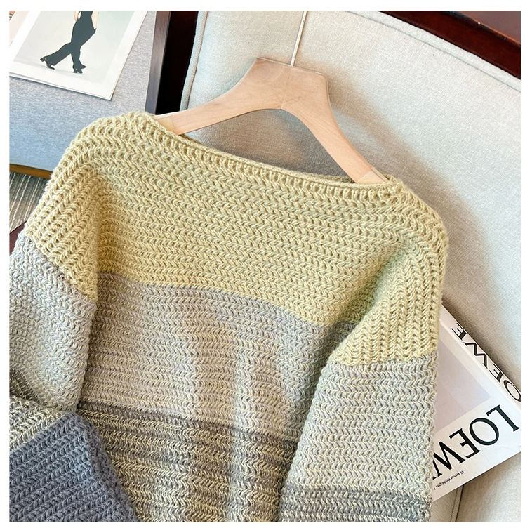 R&B | Gemütlicher Plus Size Fauler Tag Patch Farb Sweater