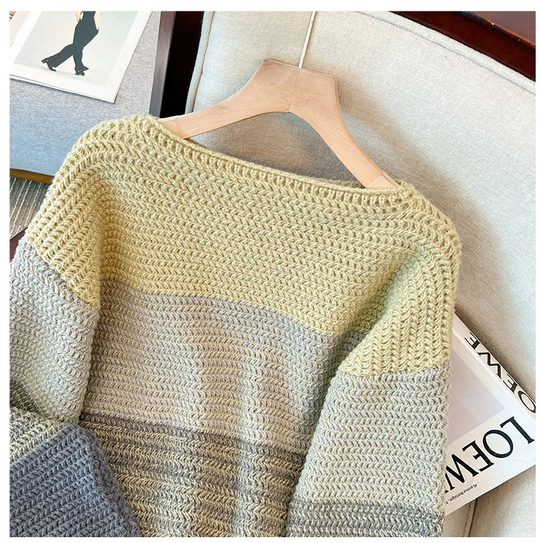 R&B | Gemütlicher Plus Size Fauler Tag Patch Farb Sweater