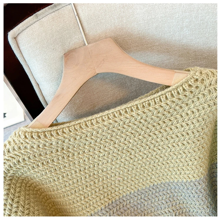 R&B | Gemütlicher Plus Size Fauler Tag Patch Farb Sweater