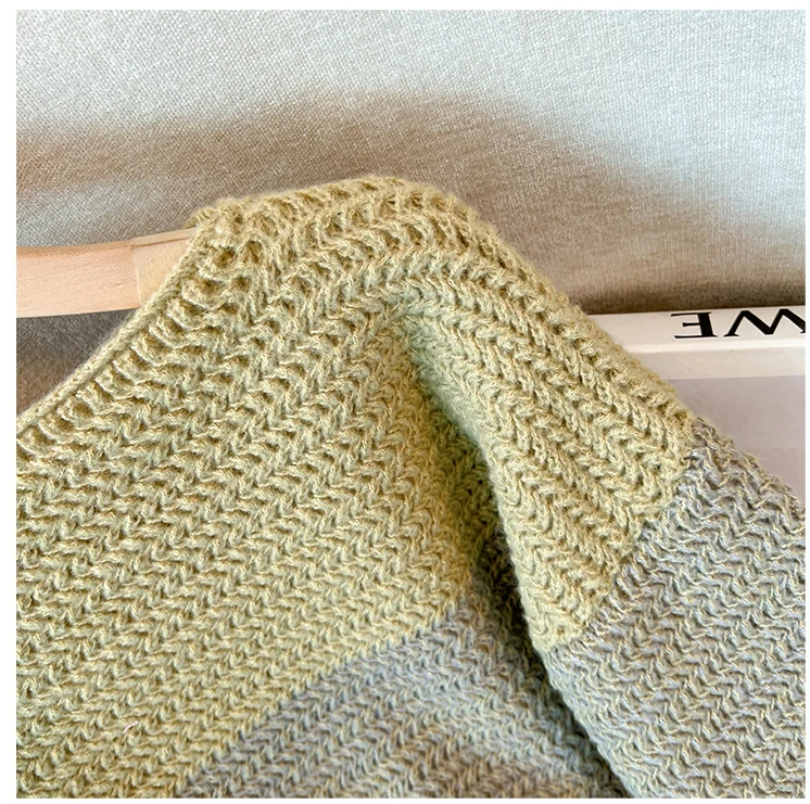R&B | Gemütlicher Plus Size Fauler Tag Patch Farb Sweater