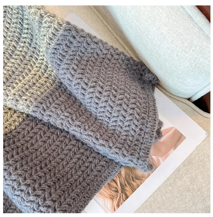 R&B | Gemütlicher Plus Size Fauler Tag Patch Farb Sweater