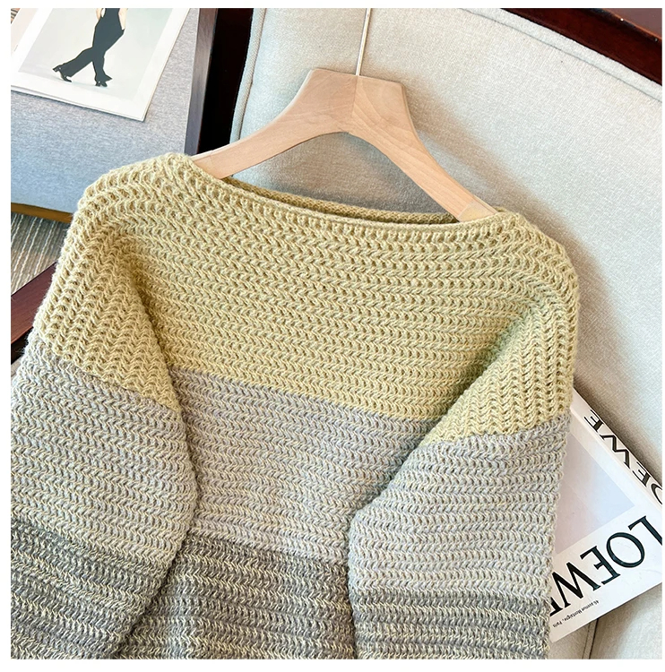 R&B | Gemütlicher Plus Size Fauler Tag Patch Farb Sweater