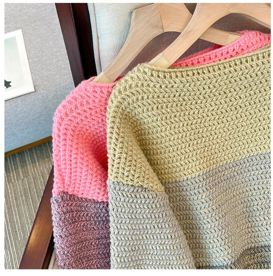R&B | Gemütlicher Plus Size Fauler Tag Patch Farb Sweater
