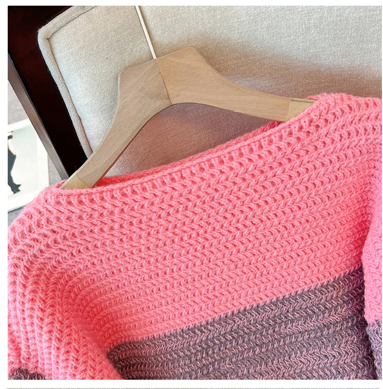 R&B | Gemütlicher Plus Size Fauler Tag Patch Farb Sweater