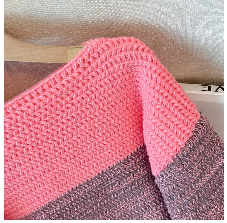 R&B | Gemütlicher Plus Size Fauler Tag Patch Farb Sweater