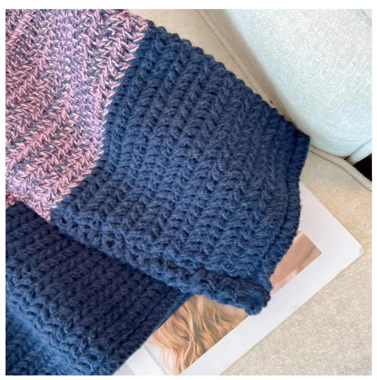 R&B | Gemütlicher Plus Size Fauler Tag Patch Farb Sweater
