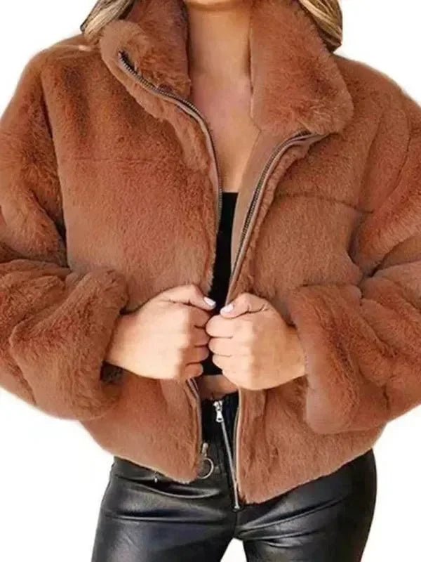 R&B | Gemütliche Lockere Damen Crop Fleece Jacke