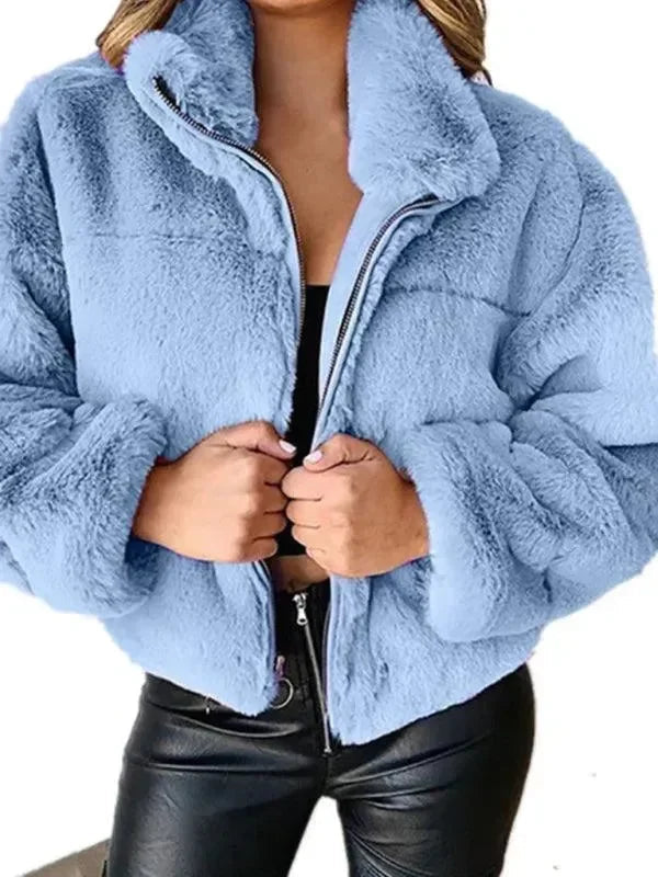 R&B | Gemütliche Lockere Damen Crop Fleece Jacke