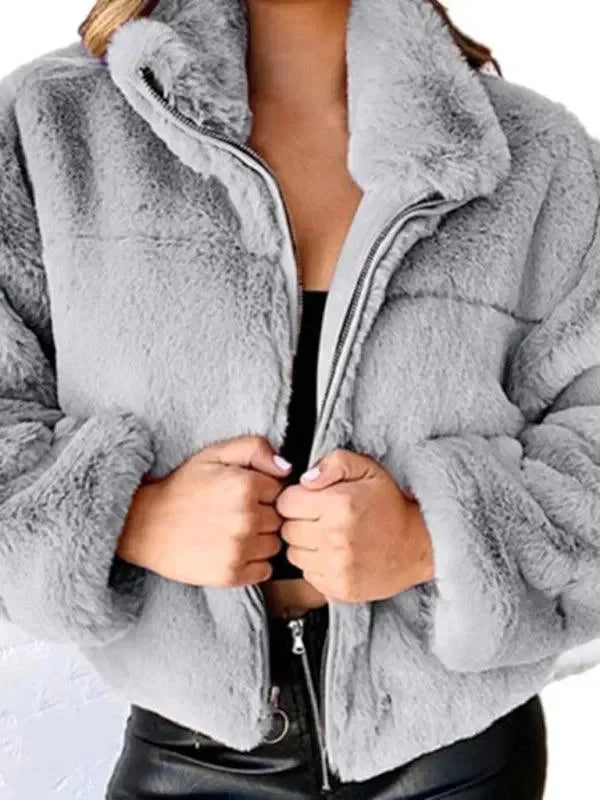 R&B | Gemütliche Lockere Damen Crop Fleece Jacke