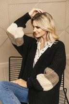 R&B | Strick-cardigan Weich und Elegant Kontrastärmel
