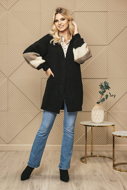 R&B | Strick-cardigan Weich und Elegant Kontrastärmel