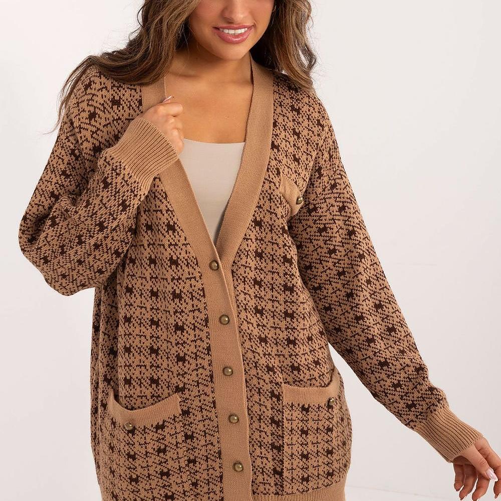 R&B | Cardigan mit Muster Knopfverschluss Weich und Warm