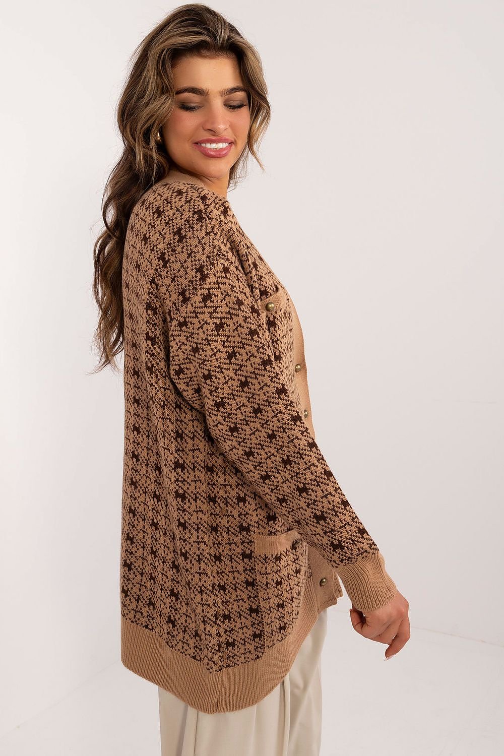 R&B | Cardigan mit Muster Knopfverschluss Weich und Warm