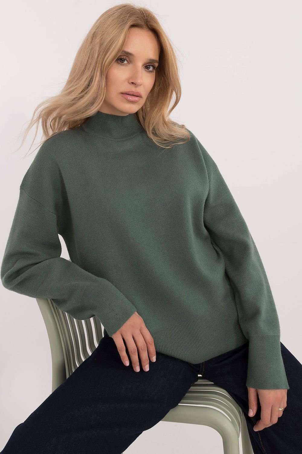 R&B | Strickpullover mit Hohem Kragen Lässige Passform Soft und Bequem