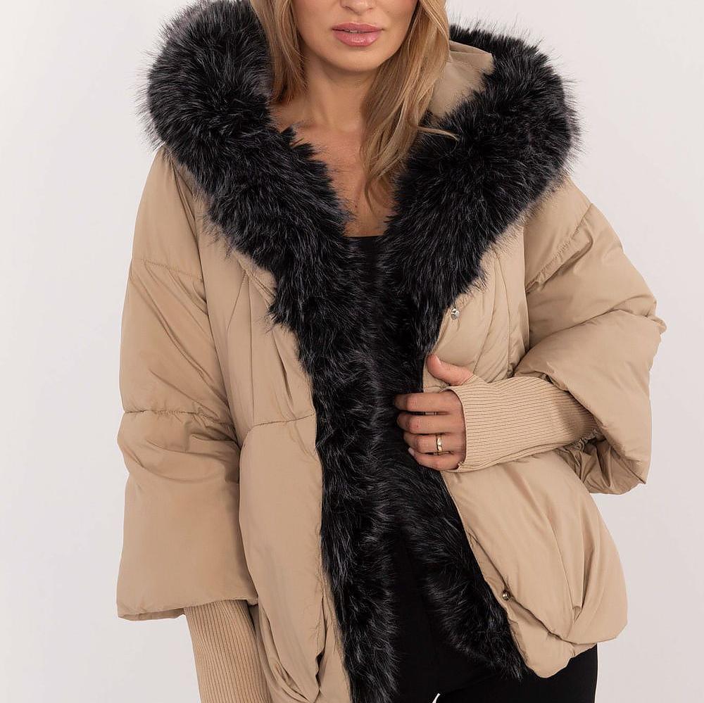 R&B | Gefütterte Jacke Kapuze mit Pelzrand Warm und Stilvoll