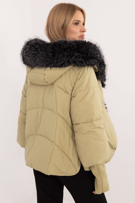 R&B | Gefütterte Jacke Kapuze mit Pelzrand Warm und Stilvoll