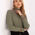 R&B | Gerippte Bluse Hoher Kragen Dekorative Details