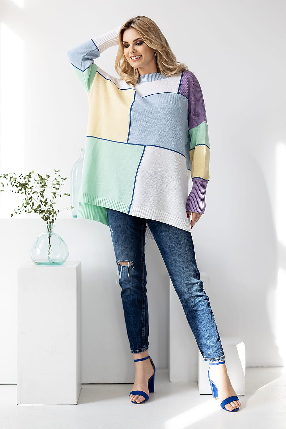 R&B | Strickpullover mit Grafischem Muster Oversized Fit Weich und Bequem
