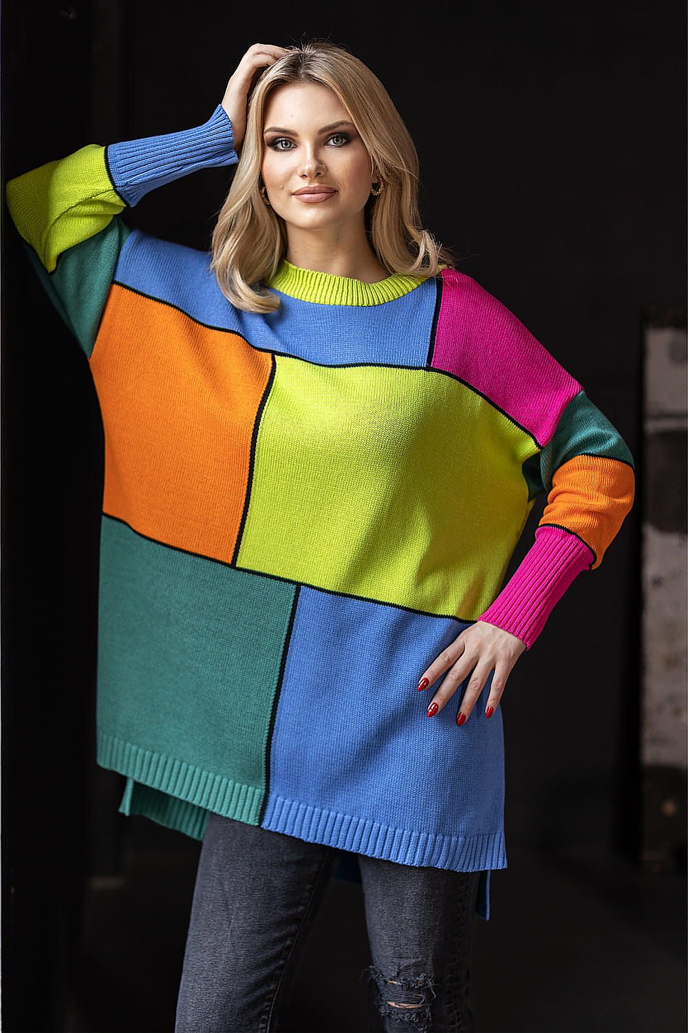 R&B | Strickpullover mit Grafischem Muster Oversized Fit Weich und Bequem