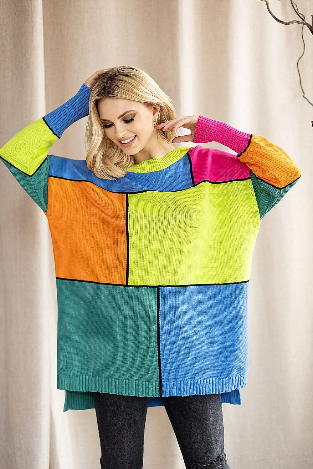 R&B | Strickpullover mit Grafischem Muster Oversized Fit Weich und Bequem