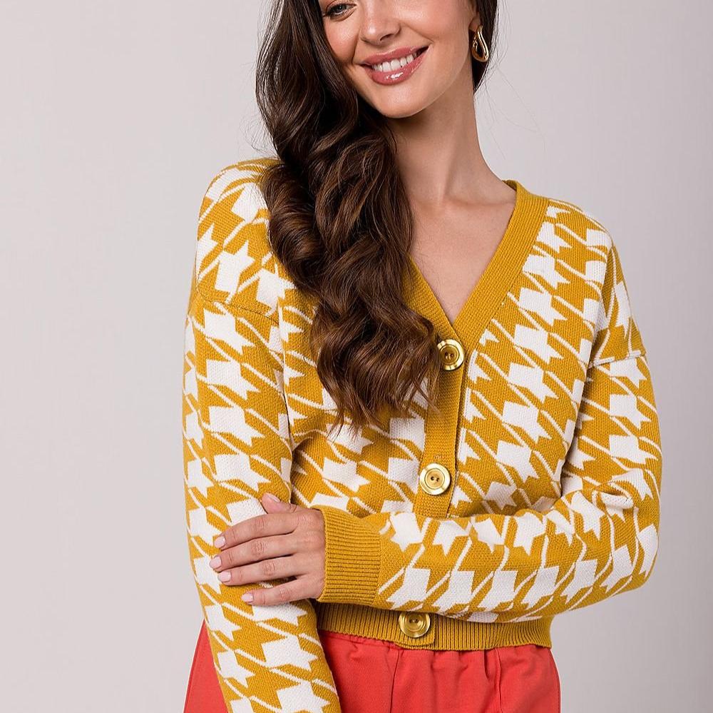 R&B | Hahnentritt Cardigan Weiche Strickware Zeitloses Muster