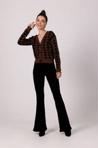 R&B | Hahnentritt Cardigan Weiche Strickware Zeitloses Muster