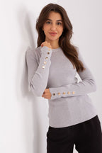 R&B | Rippstrick Bluse mit Knöpfen Weich und Elegant Zeitloses Aussehen