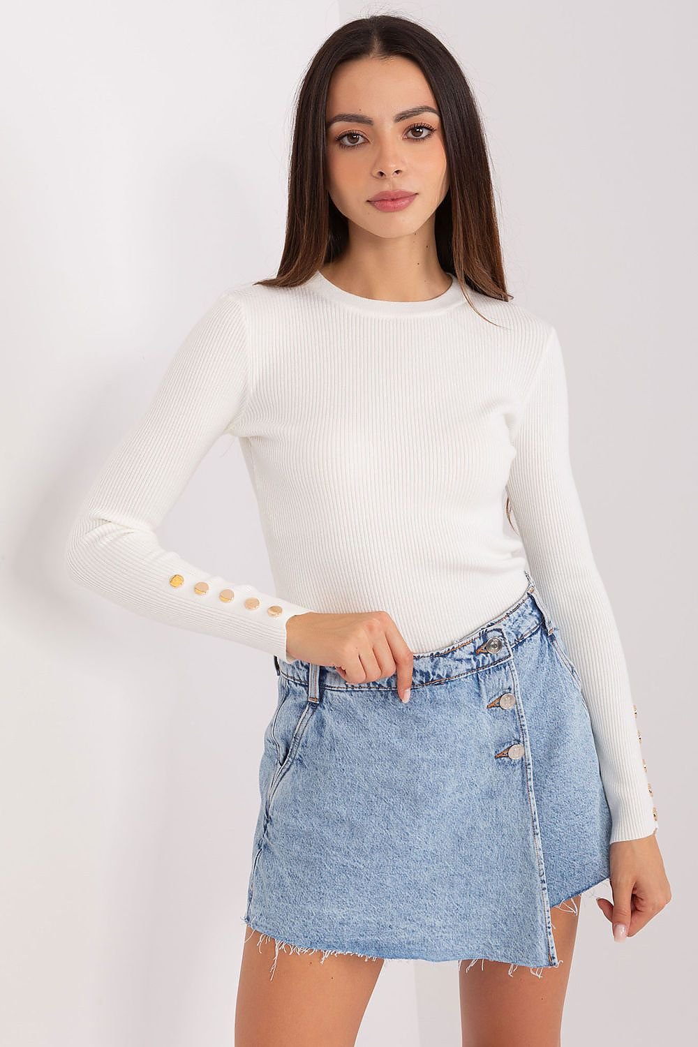 R&B | Rippstrick Bluse mit Knöpfen Weich und Elegant Zeitloses Aussehen