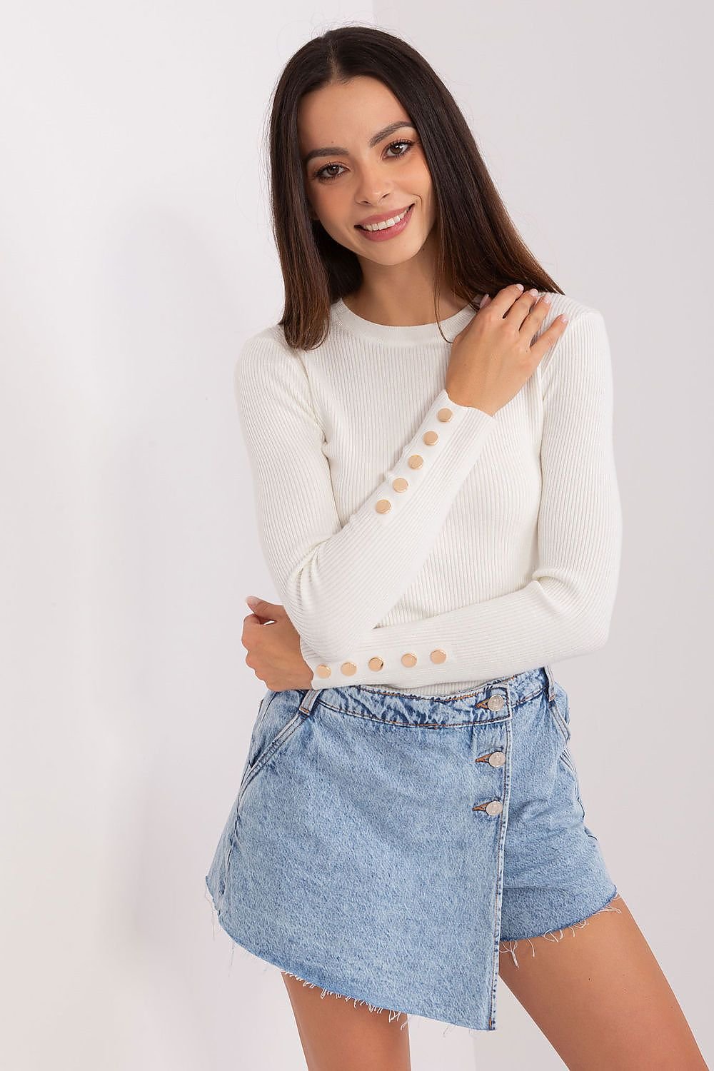 R&B | Rippstrick Bluse mit Knöpfen Weich und Elegant Zeitloses Aussehen
