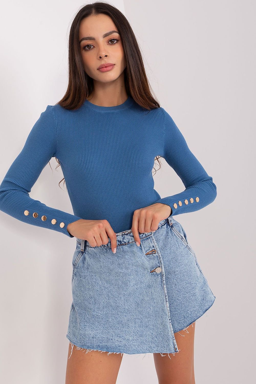 R&B | Rippstrick Bluse mit Knöpfen Weich und Elegant Zeitloses Aussehen