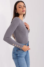 R&B | Rippstrick Bluse mit Knöpfen Weich und Elegant Zeitloses Aussehen