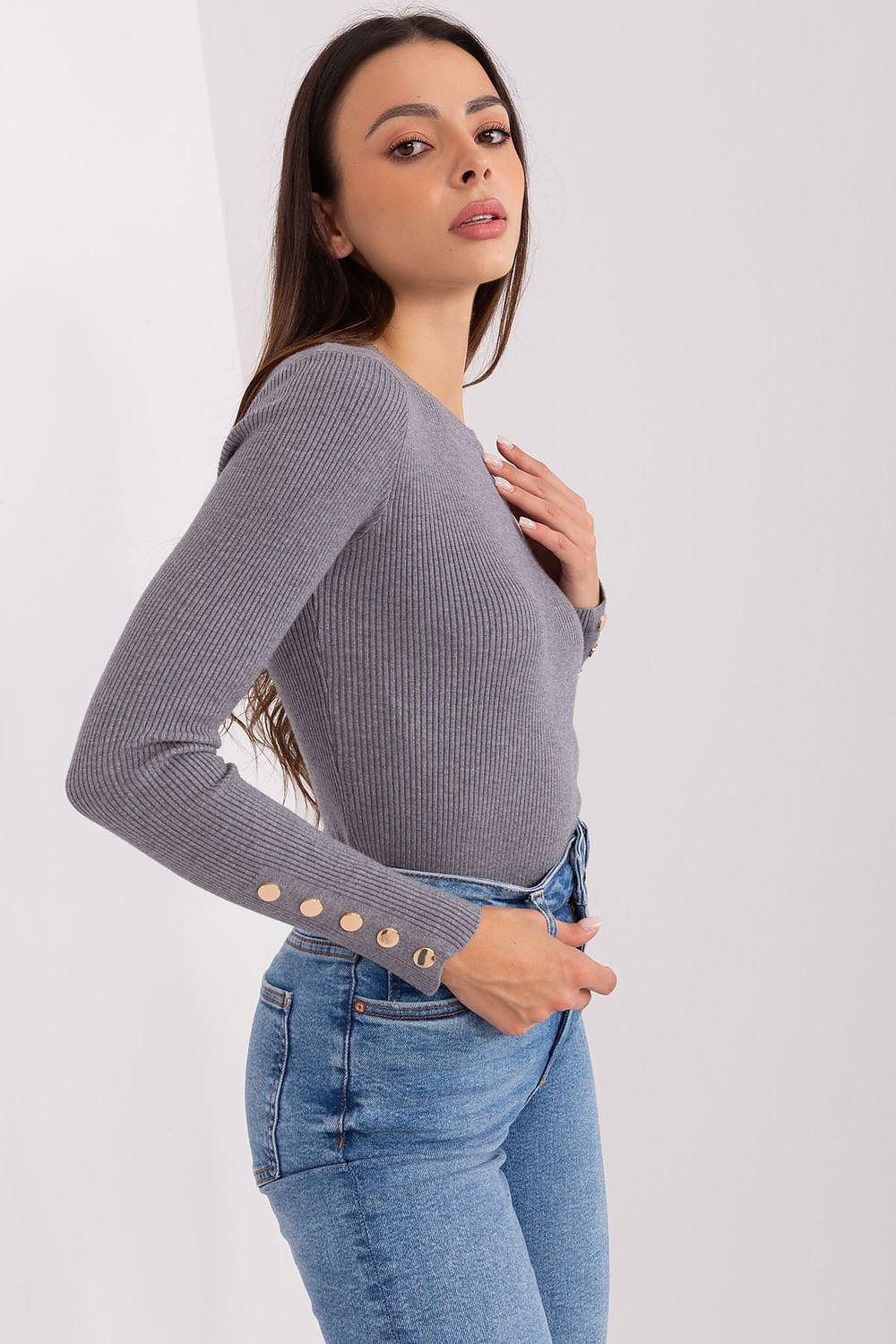R&B | Rippstrick Bluse mit Knöpfen Weich und Elegant Zeitloses Aussehen