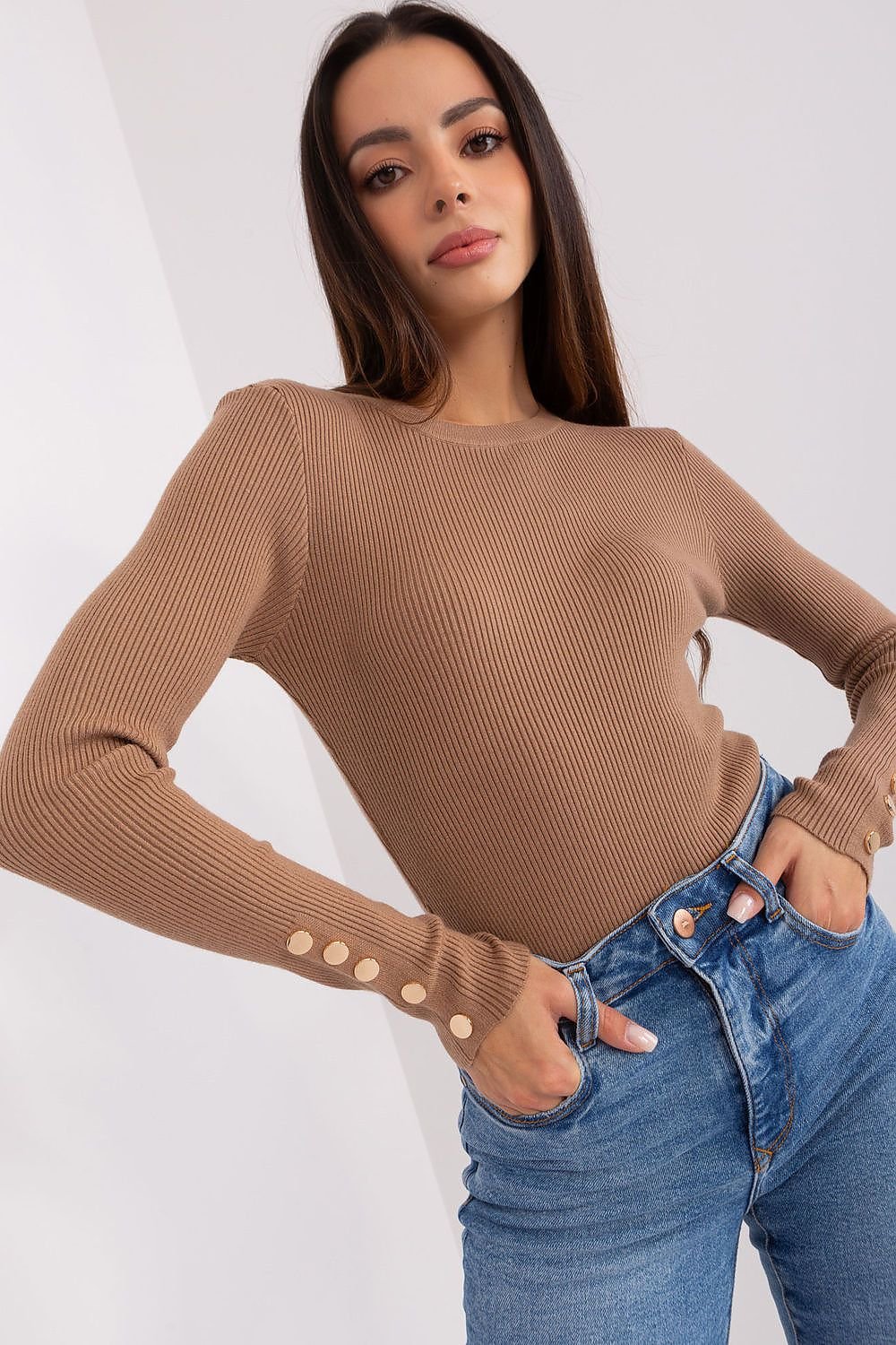 R&B | Rippstrick Bluse mit Knöpfen Weich und Elegant Zeitloses Aussehen
