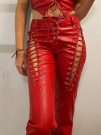 R&B | Cutout Schnürung PU-Hose