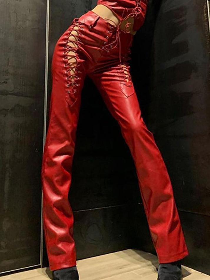 R&B | Cutout Schnürung PU-Hose