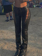 R&B | Cutout Schnürung PU-Hose
