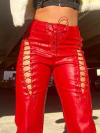 R&B | Cutout Schnürung PU-Hose