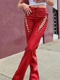 R&B | Cutout Schnürung PU-Hose