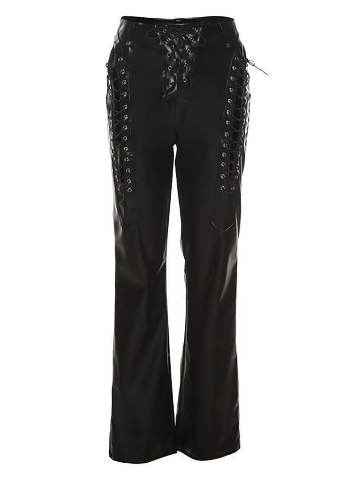 R&B | Cutout Schnürung PU-Hose